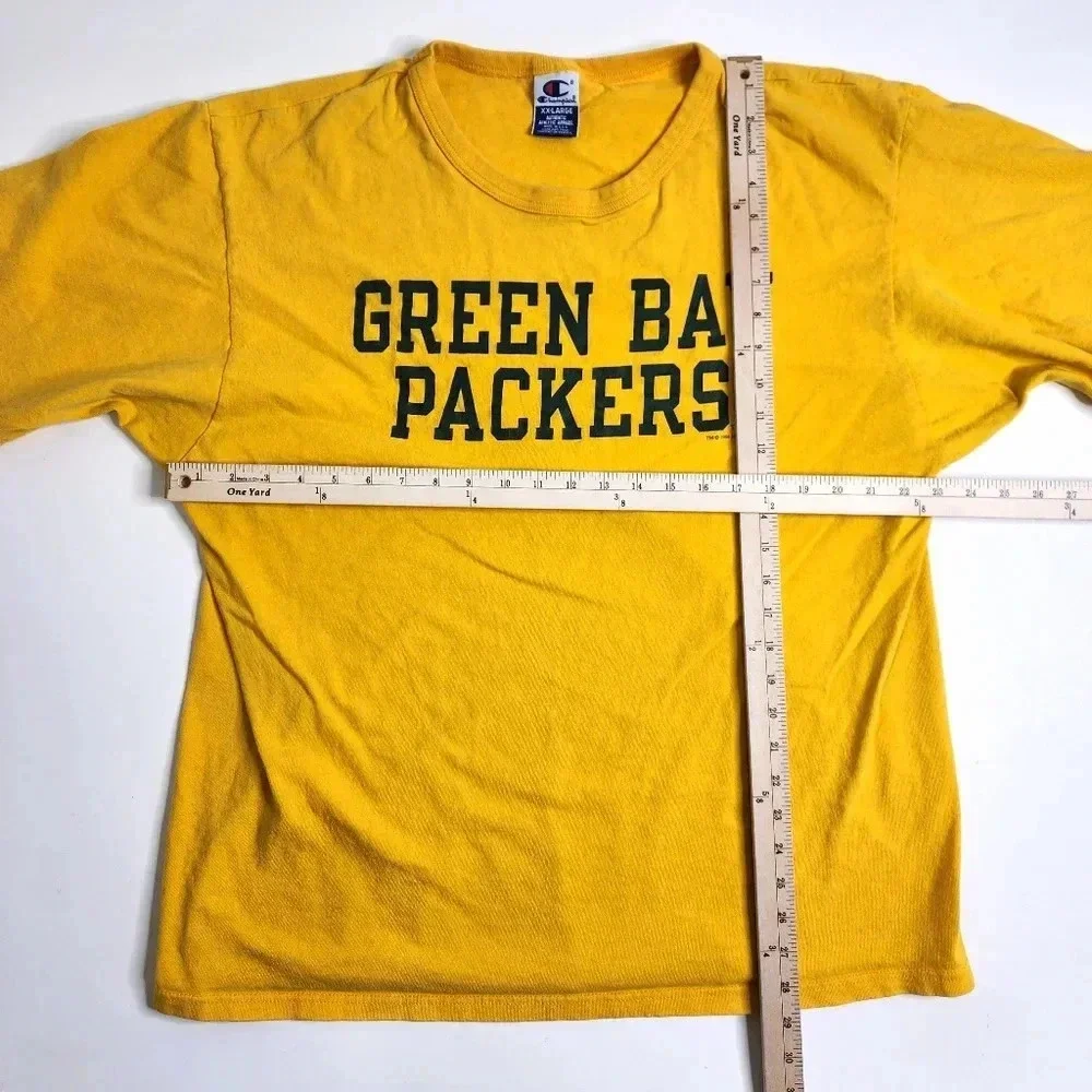 Vintage Champion Green Bay Packers Spell Out Shirt Size XXL 1994 USA Yel… - Picture 4 of 5